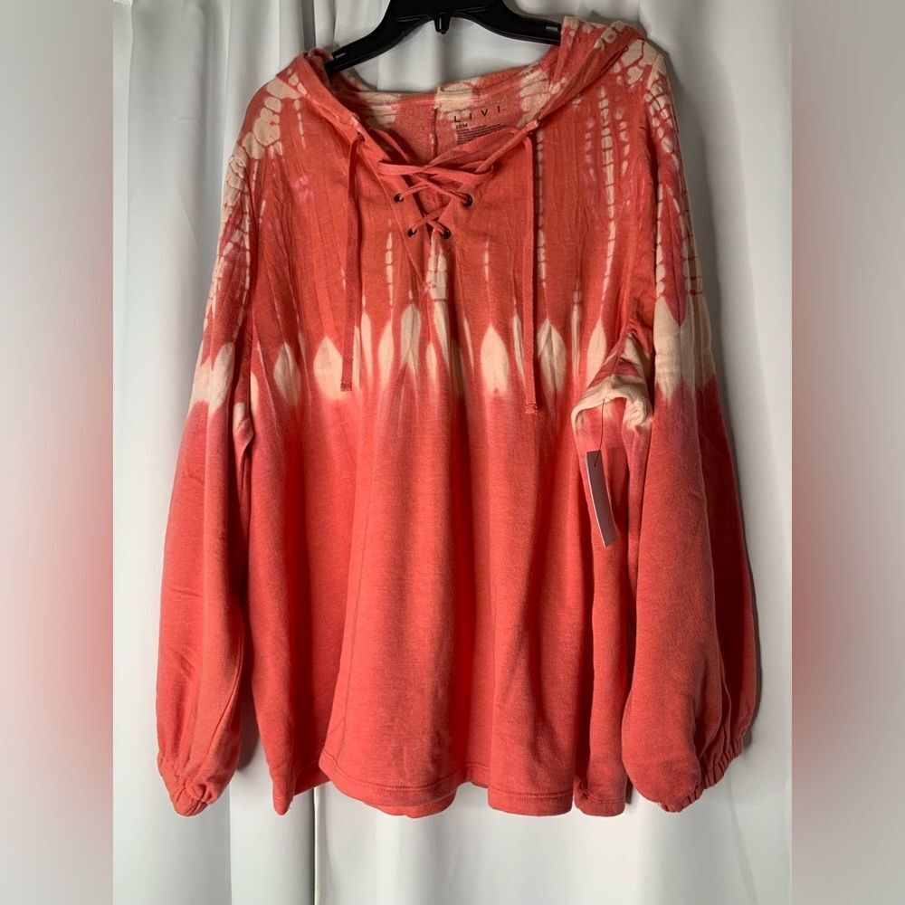 Lane Bryant NWT Livi Activewear Coral Pull Over Tie Dye hoodie 22 24